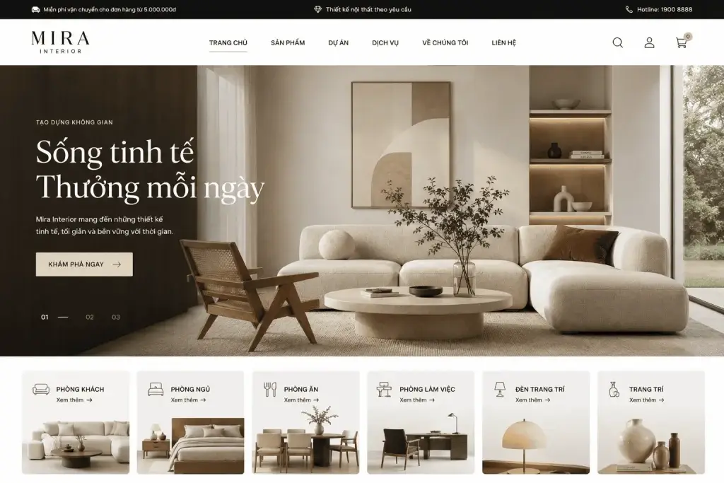mẫu website nội thất