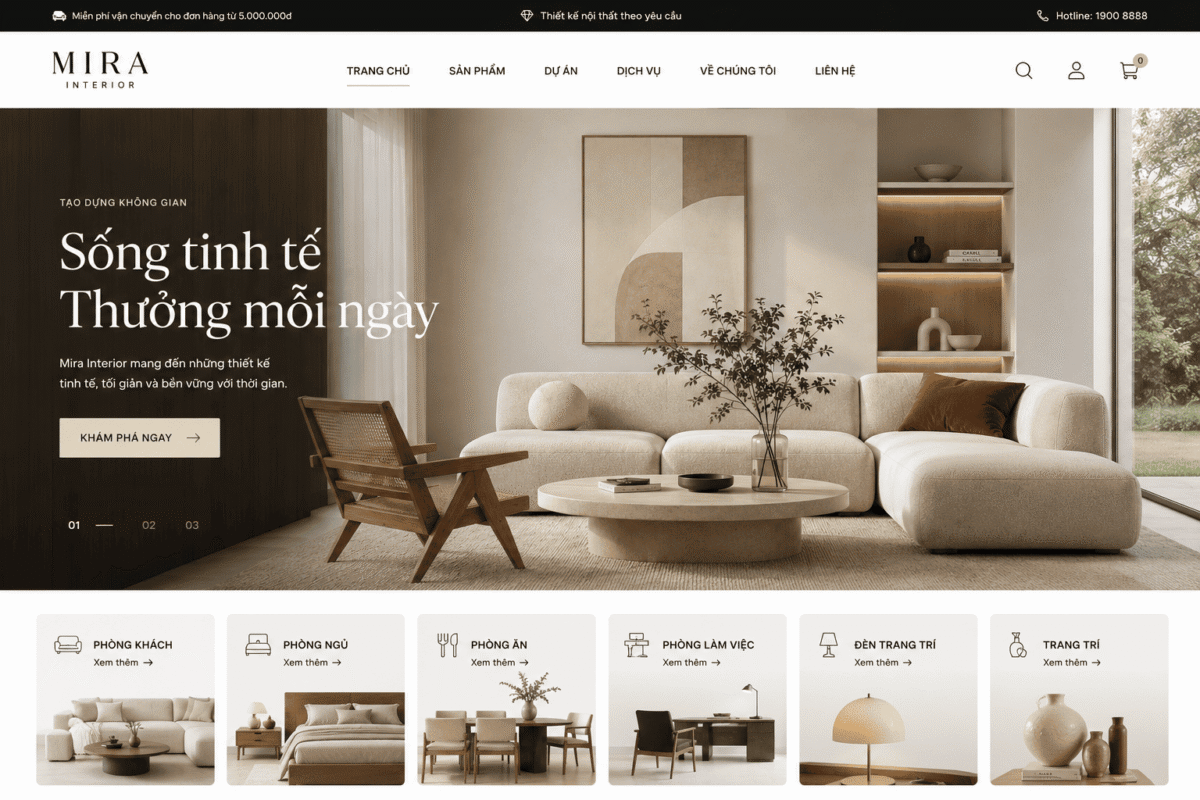 mẫu website nội thất