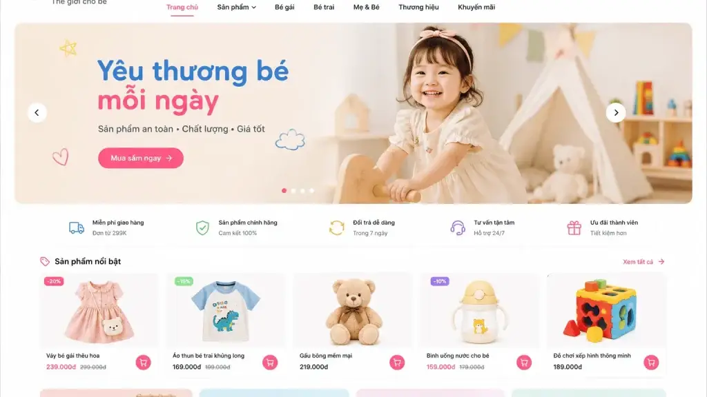 Mẫu Website bán đồ trẻ em