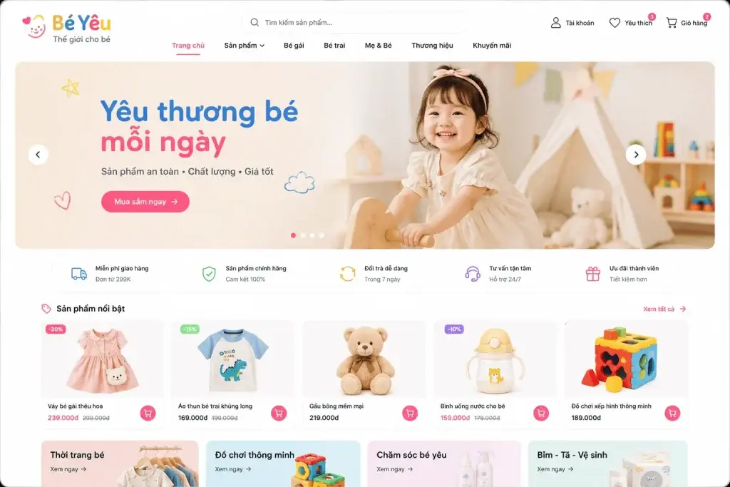 Mẫu Website bán đồ trẻ em