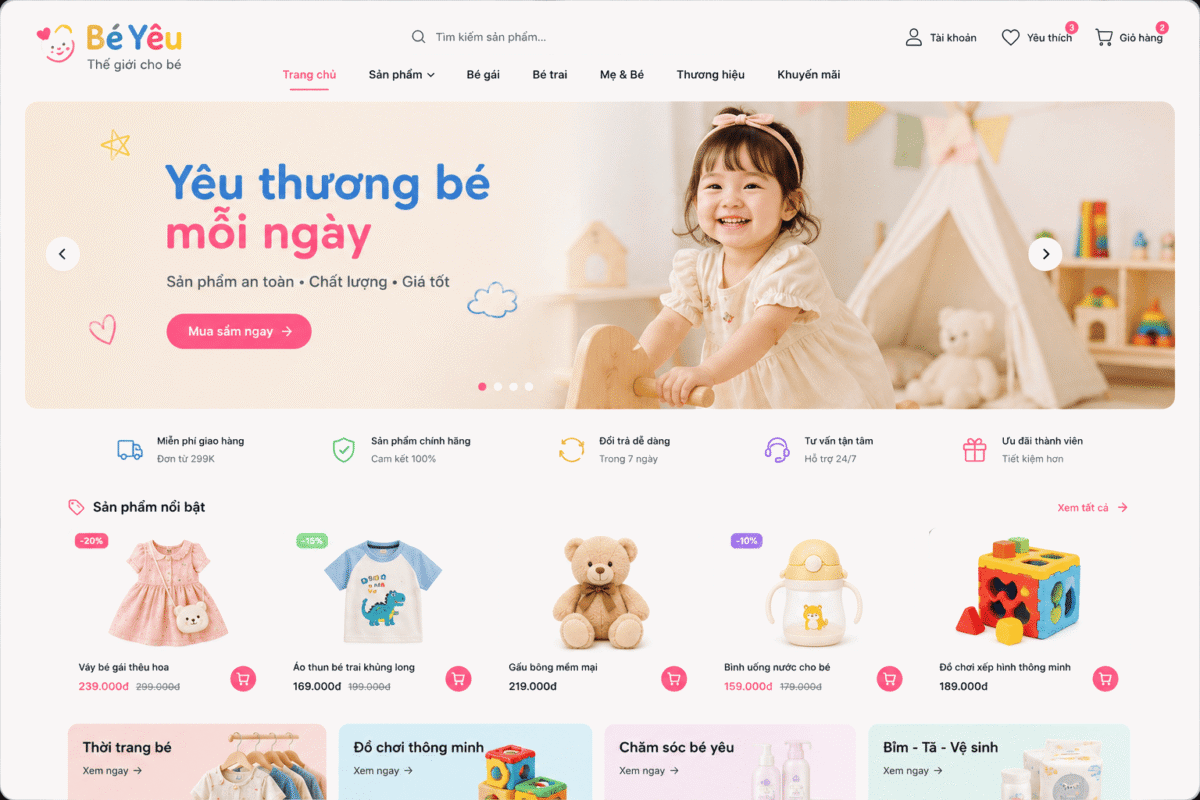 Mẫu Website bán đồ trẻ em