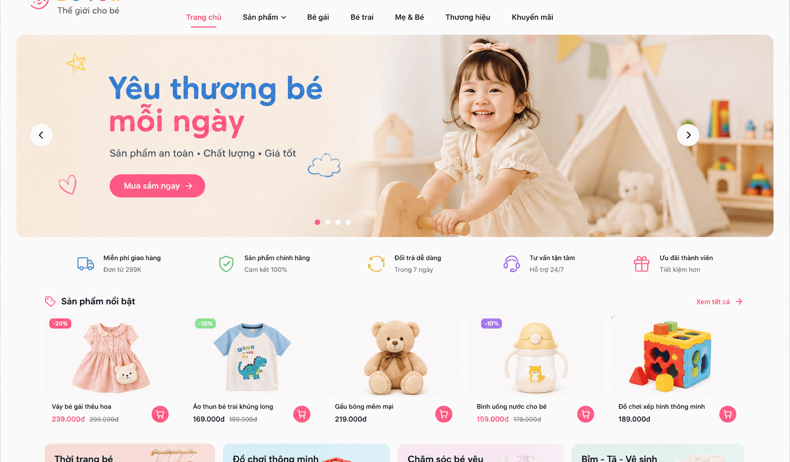 Mẫu Website bán đồ trẻ em