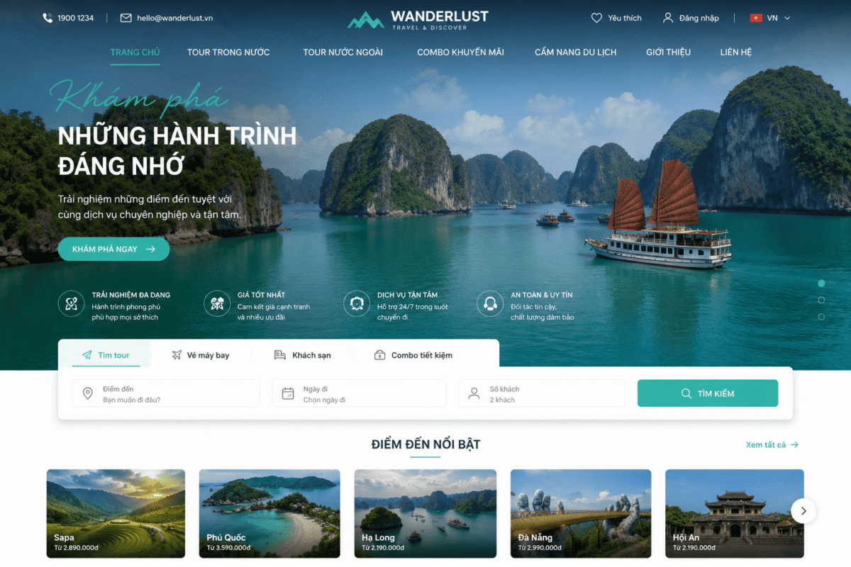 mẫu web du lịch