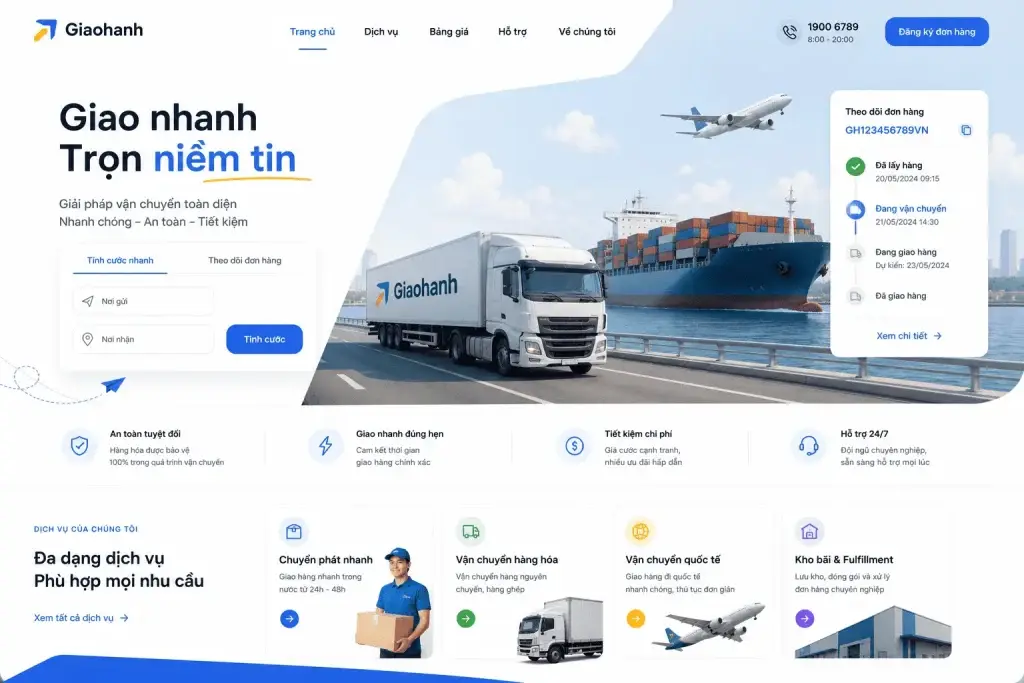Mẫu Website dịch vụ vận tải