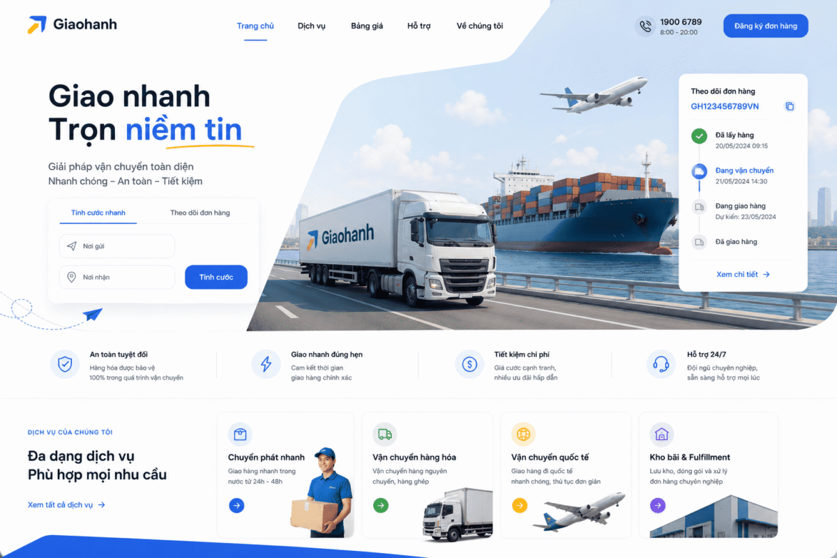 Mẫu Website dịch vụ vận tải