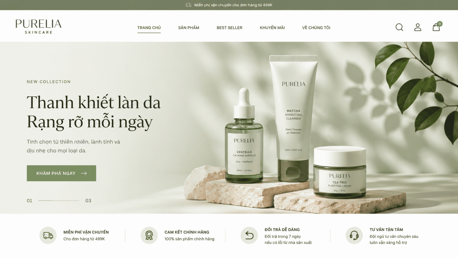 Mẫu Website bán hàng mỹ phẩm
