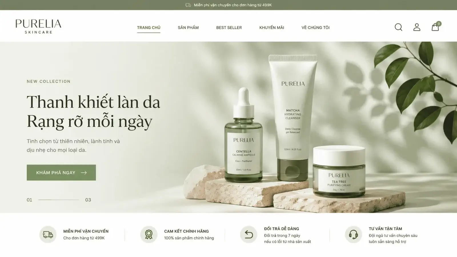 Mẫu Website bán hàng mỹ phẩm