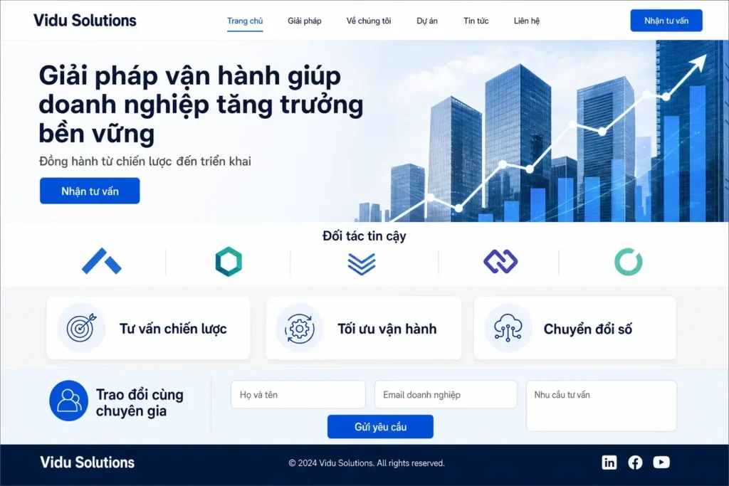 Giao diện trang chủ website B2B của công ty tư vấn giải pháp doanh nghiệp